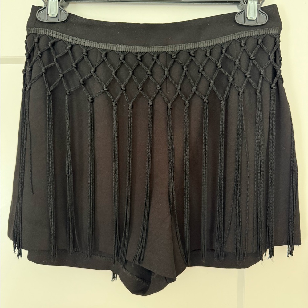 Astr Black Shorts with Fringe